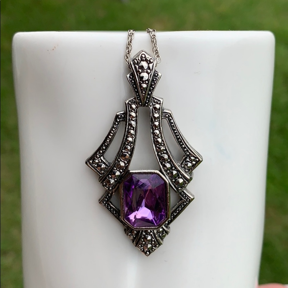 Amethyst silver necklace